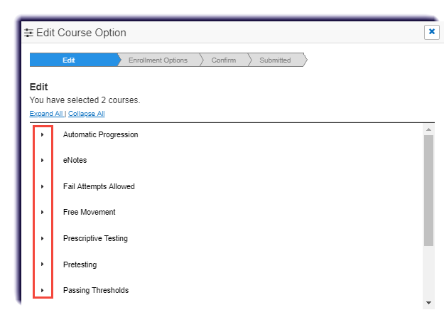 Editing the Course Options for Multiple Courses – Edgenuity