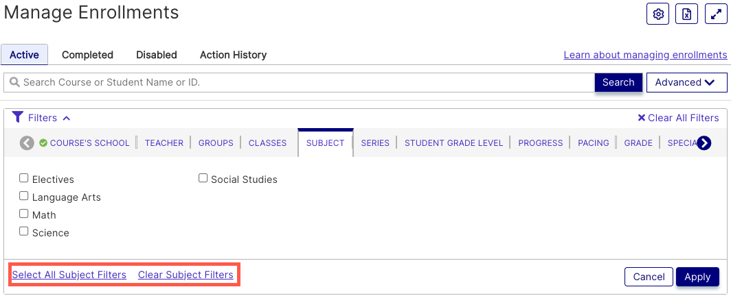 Enroll-ClearSubjectFilter.png
