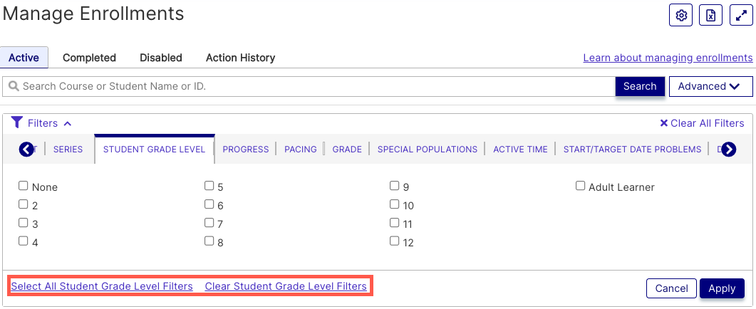 Enroll-ClearStudentGradeLevelFilter.png