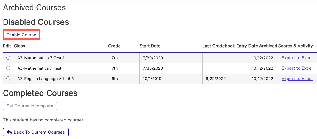 Reactivating a Disabled Enrollment – Edgenuity
